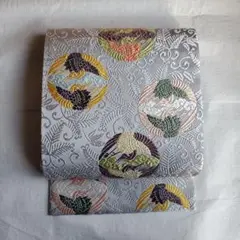 鳥獣戯画 全通 袋帯 河合美術織物 国宝文様 兎 猿 蛙 金糸 正絹 鳥獣人物戯画 思わず「可愛い―！」と叫んでしまいます。型糸目