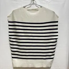 【美品】r.p.s ボーダー フレンチスリーブ ニット ベスト 白×黒