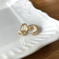 ゴールド 2連デザイン ピアス レディース フープ