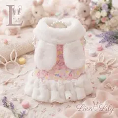 犬服 원피스 Lサイズ 우사기 耳デザインのかわいい 원피스 防寒 冬