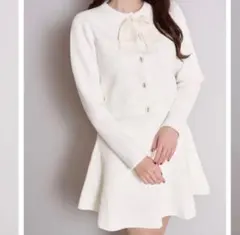 Frill Ribbon Knit Jacket Set herlipto