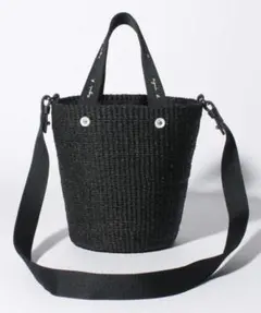 新品同様　アニエスベー ボヤージュ　黒 かごバッグ 取り外し可能ストラップ