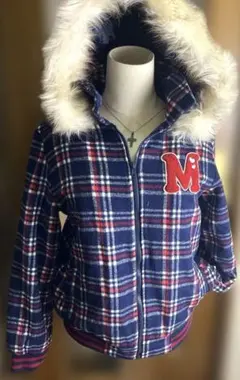 平成女児 00s y2k チェック柄パーカー　平成ギャル ファー付きパーカー