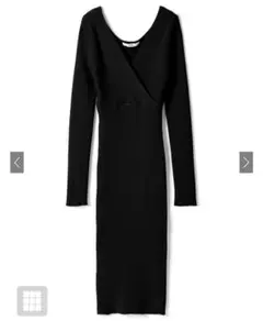 グレイル GRL 黒 カシュクールタイトニットワンピース