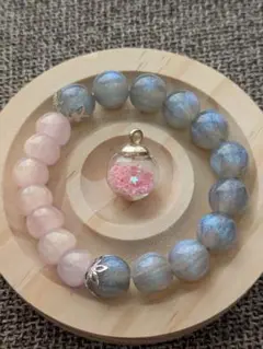 ハンドメイド ブレスレット 青とピンク