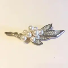 【NO.019】ビンテージブローチ・パール×シルバー