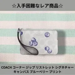 ☆SALE品☆COACH コーナー ジップ リストレット ブルーベリー プリント