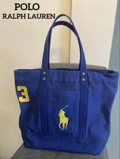 大容量✨　ポロラルフローレン ビッグポニー　キャンバストートバッグ　ブルー