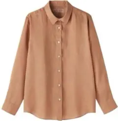 無印良品　リネン　洗いざらし　長袖シャツ　ＸＬ　スモーキーオレンジ