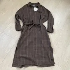 未使用　Ottilie オティーリエ　ブラウンチェック　シャツワンピース　コート