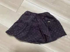 茶色　水玉模様 コーデュロイ ハーフスカート