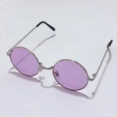 サングラス ラウンド型 パープル シルバー
