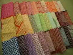 古布正絹総絞りミニはぎれ35枚③　着物リメイクつまみ細工吊るし雛しぼり