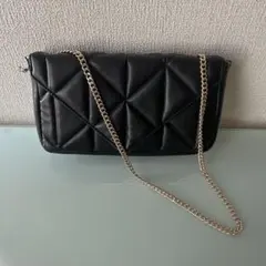 【高見え】キルティング チェーンショルダーバッグ ブラック