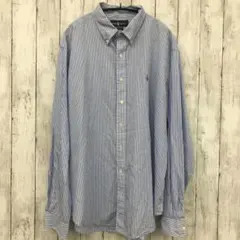 Ralph Lauren ボタンダウンシャツ 青白ストライプ