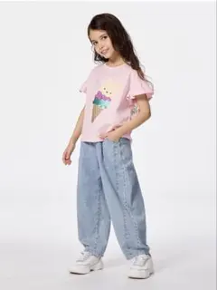 GU ライトデニムバレルレッグジーンズ　サイズ110