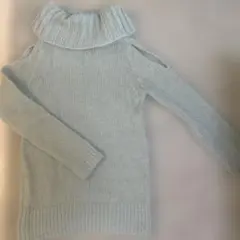 JILLSTUART 肩開きラメニット Mサイズ 水色 タートルネック