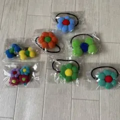 カラフルフェルト花形ヘアゴム8個セット