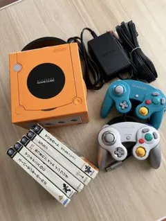 オレンジ ゲームキューブ 本体 + コントローラー2個 + ゲームソフト5本