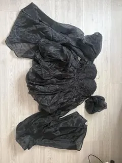 ブラック シフォン ミニドレス