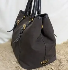 【美品】PRADA プラダ ロゴジャガード キャンバス ハンドショルダーバッグ