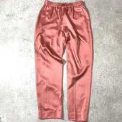 ビューティー＆ユース テーパードイージーパンツ ピンク M キュプラ混 光沢感