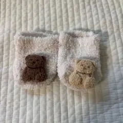 ジェラートピケ ベビー靴下 くま刺繍付き