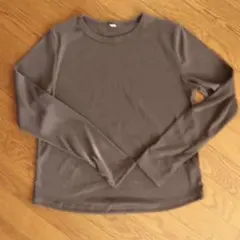 GUリブ編みブラウン長袖Tシャツ ＸＬ