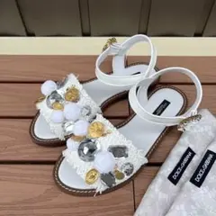 未使用 35.5 DOLCE&GABBANA フラット　サンダル　白　22.5のサムネイル