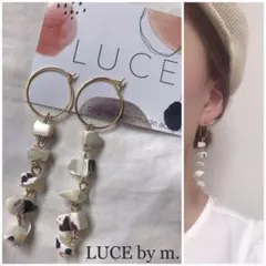 403 ホワイトシェル 連結ピアス イヤリング ゴールドフープ お洒落