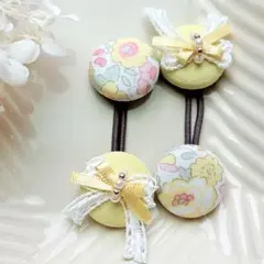 446✾︎ ハンドメイド ヘアゴム2個セット 22㎜くるみボタン リバティ