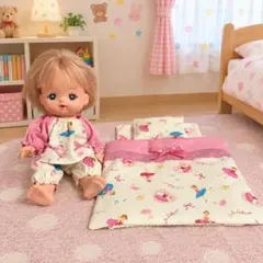 メルちゃんサイズハンドメイド服 掛け布団、敷布団、まくら パジャマのセット