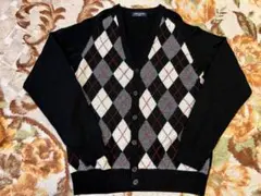 COMME CA DE MODE アーガイル柄ニットカーディガン 160cm 黒