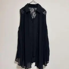 【INGNI】バックレース切替ノースリーブブラウス シフォンシャツ 黒 M