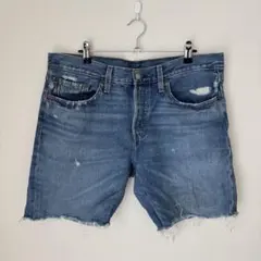 리바이스 데님 팬츠 컷오프 무지 W31 블루 코튼 캐주얼