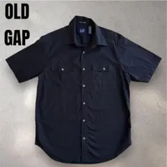 old gap 90s 半袖 シャツ ミリタリー ワークシャツ 黒 古着