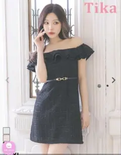 Tika ブラックオフショルダードレス Mサイズ