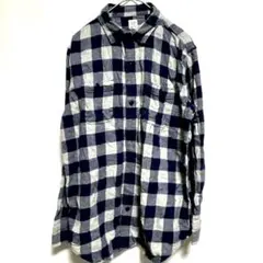 【ネーム入】GAP KIDS ネルシャツ XXL 160 チェック 青 灰