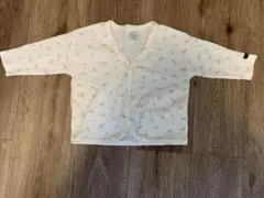 フタフタ　花柄　ワッフル　カーディガン 80 アイボリー