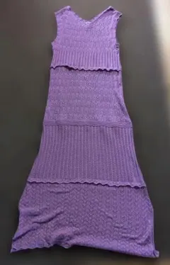 LAYMEE ノースリーブ ニットワンピース パープルのサムネイル