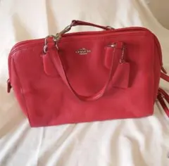 美品　COACH レッド レザー　ショルダーバッグ 中型　ハンドバッグ　2way