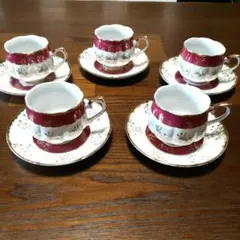 お値下げ☆レトロ☆　コーヒーカップ　&　ソーサー5客セット