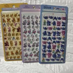 Disney人気キャラクターボンボンドロップシール3枚セット硬いタイプ