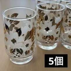 HOYA クリスタル 昭和レトロ 花柄 グラス 5個セット