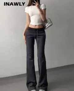 INAWLY シンプルテーパードスウェットパンツ