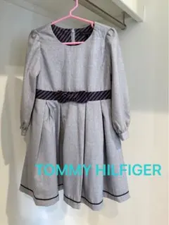 トミーヒルフィガー 110キッズ 女の子 ワンピース グレー リボン 春秋冬