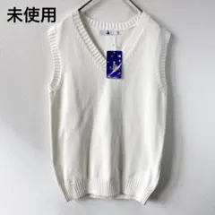 未使用！JK 【L】白 ニットベスト 制服　コスプレ　ホワイト　カジュアル