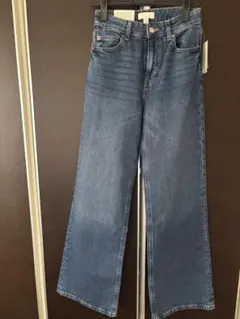 H&M ワイドハイウエストデニム　ブルー　34