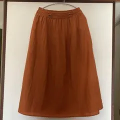 オレンジ フレアスカート ウエストリング付き