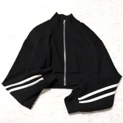 Heather ライン ショートブルゾン F 黒 ショート丈のサムネイル
